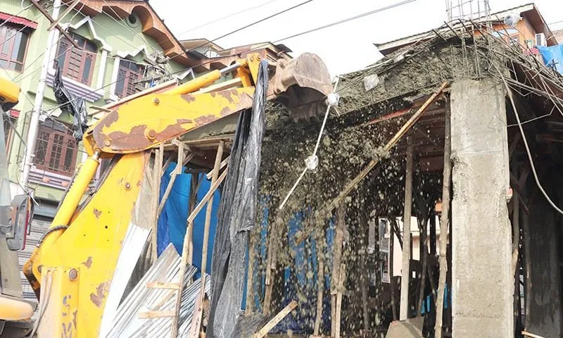 Demolition drive in J&K’s Pooch for road widening project