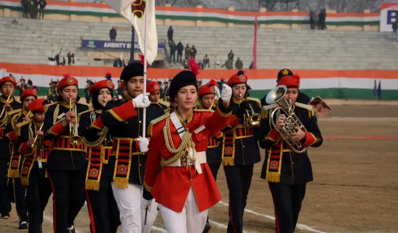 Full dress rehearsal for the upcoming Republic Day parade at Bakshi stadium in Srinagar 12