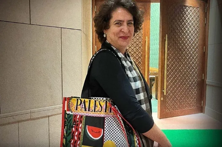 In solidarity with Palestinians, Priyanka carries bag emblazoned with 'Palestine' to Parliament