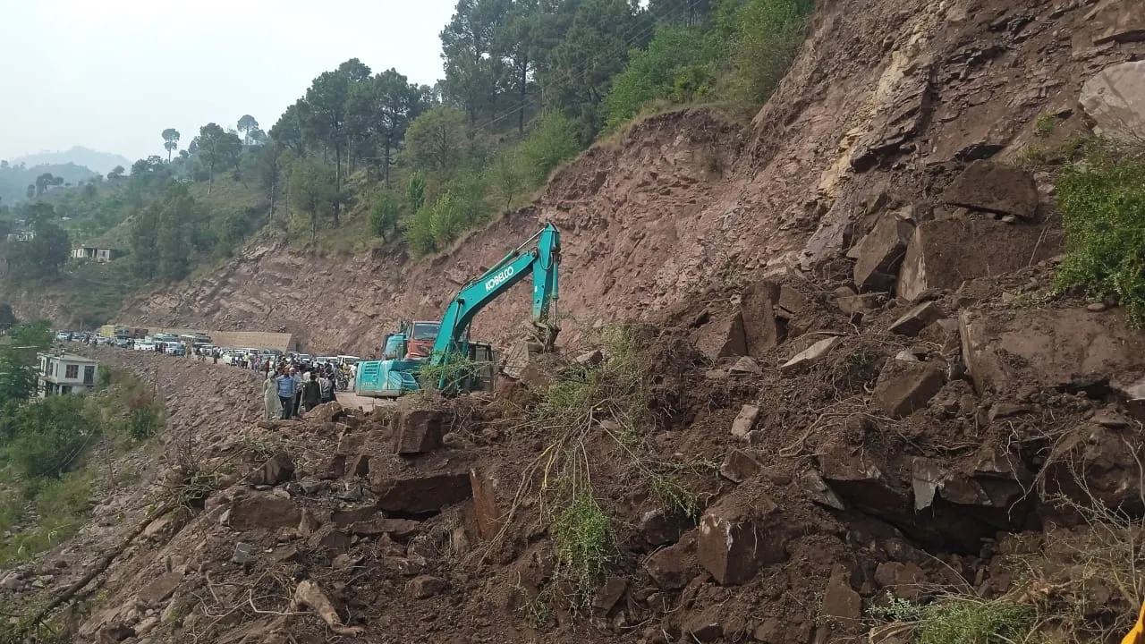 Landslide in Pir Panjal following heavy rainfall