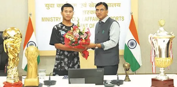 Union Sports Minister felicitates Minerva FC boys for historic European treble