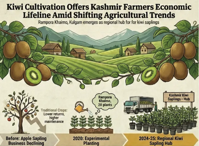 Kiwi cultivation offers Kashmir farmers economic lifeline amid shifting agricultural trends