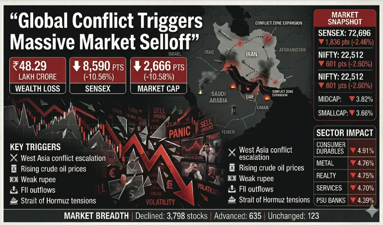 Investors take Rs 48.29 lakh cr hit in wealth amid West Asia war